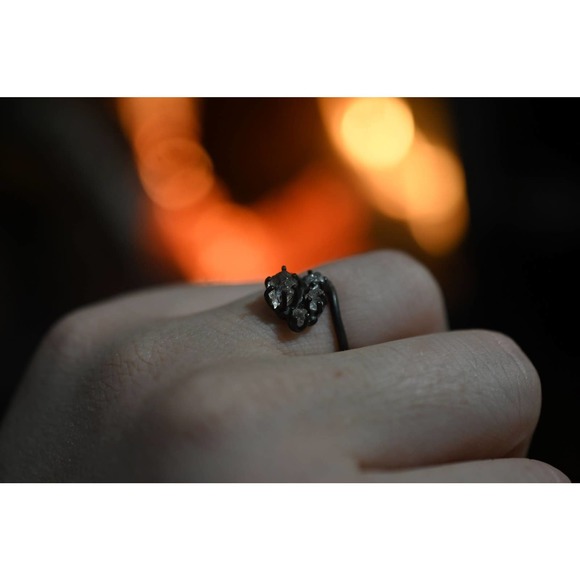Oxidized Engagement Ring Solid Sterling Silver Wedding Band Filigree Sty… - Picture 2 of 6